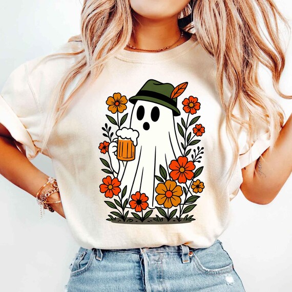 Comfort Colors® Ghost Oktoberfest Shirt, Cute German Beer Festival Shirt, Spooky Season Oktoberfest TShirt, Halloween Shirt for Beer Lover