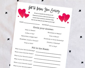 INSTANT Download- Get To Know You Survey Printable PDF