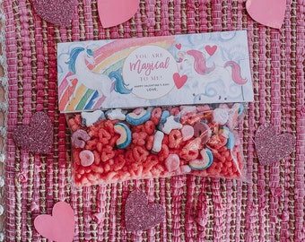 INSTANT Download-Valentine's Day Unicorn Treat Bag Tags: You are Magical to Me! -Printable PDF