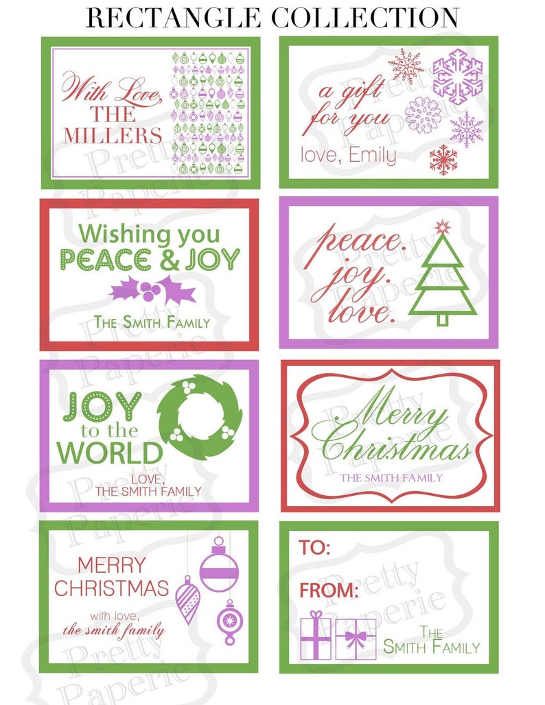 INSTANT Download-CHRISTMAS /'Modern/&Colorful/' Gift Tag Collection Printable PDF
