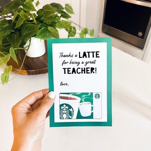 IMMEDIATE DOWNLOAD- Starbucks Teacher Gift Card Holder-Printable PDF