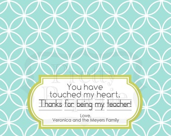 INSTANT Download-Teacher Gift: You Touched My Heart Treat Bag Tags - Printable PDF