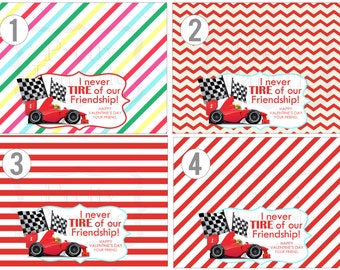 INSTANT Download-Valentine's Day Treat Bag Tags: Race CAR -Printable PDF