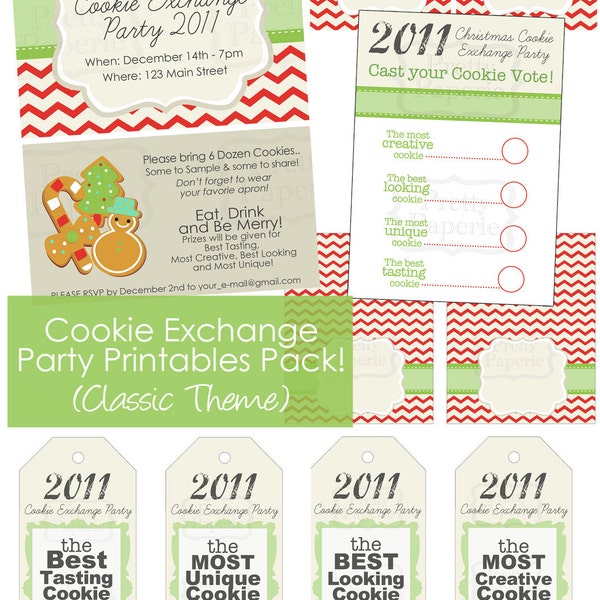 INSTANT-2014 Cookie Exchange Party Package(Classic Theme)- Printable PDF