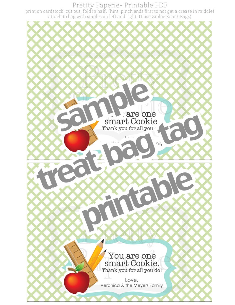 INSTANT Download-teacher Gift: One Smart Cookie Treat Bag Tags - Etsy