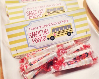 INSTANT Download-Back to School Treat Bag Tags: Smartie Pants! -Printable PDF