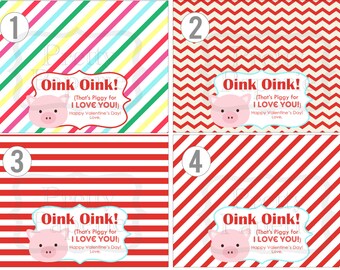 INSTANT Download-Valentine's Day Treat Bag Tags: PIGGY-Printable PDF