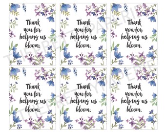 IMMEDIATE DOWNLOAD- Bloom Thank you Gift Giving Labels-Printable PDF