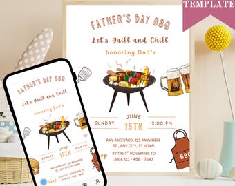Father's Day BBQ Invitation Template: Editable Brunch Invite (Digital Download