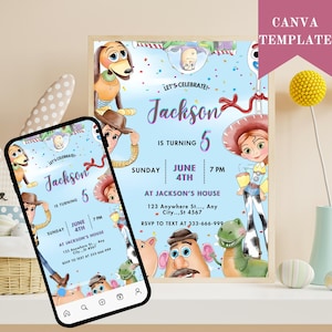 Toy Story Birthday Invitation Editable, Toy Story Birthday Invitation, Digital Birthday Invitation, Kids Birthday Invites, Editable Canva