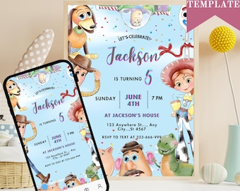 Toy Story Birthday Invitation: Editable Canva Template (Digital Download)