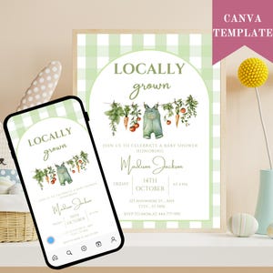 Locally Grown Baby Shower Invitation, Farmers Market Baby Shower Invitation, Locally Grown Invite, Home Grown Printable Invite