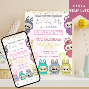 Labubu Birthday Party Invitation, Labubu Birthday Party, Labubu Birthday Invitation, Invitation Template, Printable Invite, Digital Download