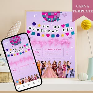 Trendy Taylor Birthday Party Invite: Eras Theme (Digital Download, 5x7 & Mobile Size)
