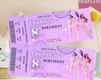 K-Pop Birthday Invitation, Concert Ticket Party Pass (Digital Download)