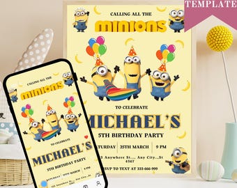 Editable Minions Birthday Invitation: Printable Party Invite