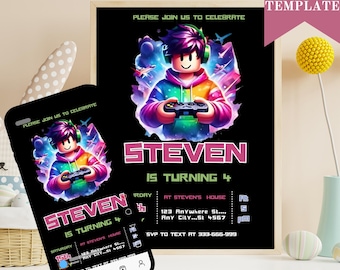 Roblox Birthday Invitation: Editable Game Party Template (Digital Download)