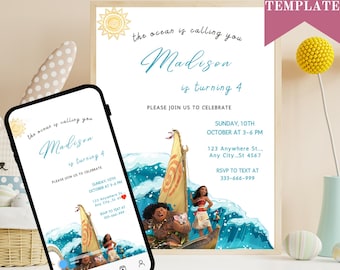 Editable Moana Birthday Invitation: Hawaiian Kids Party Template (Digital Download)