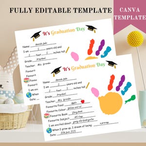 Last Day of School Keepsake: Handprint Art, Graduation Interview (Printable Template Canva Edit
