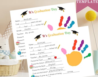 Last Day of School Keepsake: Handprint Art, Graduation Interview (Printable Template Canva Edit