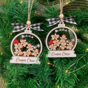Cousin Crew Gingerbread Family Christmas Ornament, Custom Family Ornament 2025, 4D Customized Cookie Ornament Gift Christmas