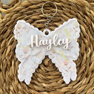 Personalized Bow Keychain, Scalloped Bow Backpack Tag, Name keychain, Tag for Girls, Backpack Keychain, Backpack Name Tag, Girls Tag