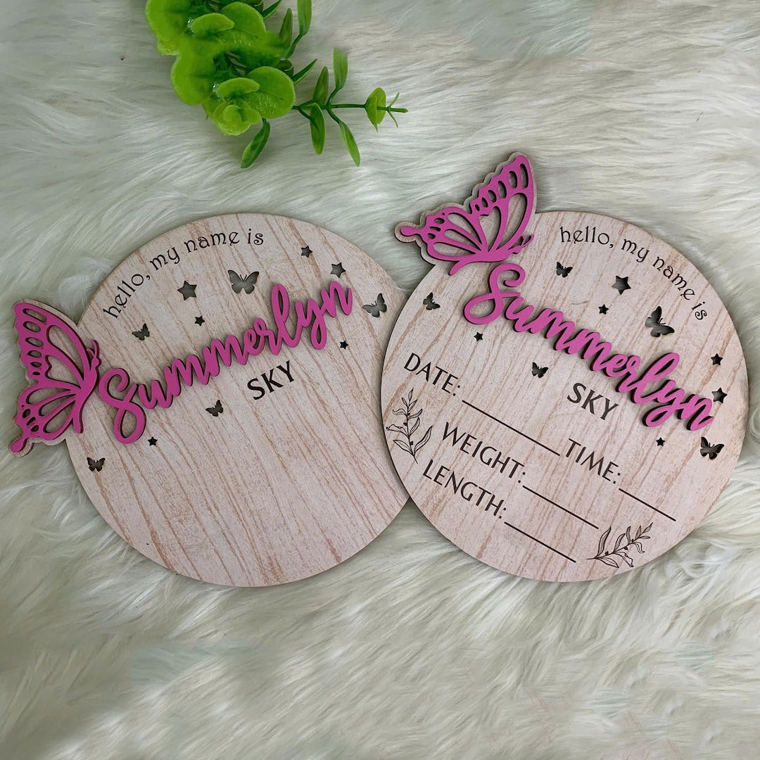 Personalized Cute Baby Announcement Sign With Birth Stats, Birth Stat ...
