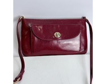 Vintage HOBO International Red Leather Crossbody Polished Statement Shoulder Bag