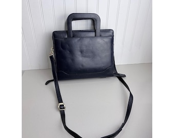 Vintage Franklin Quest Covey Navy Leather Day Planner Bag 11580 Crossbody 90s