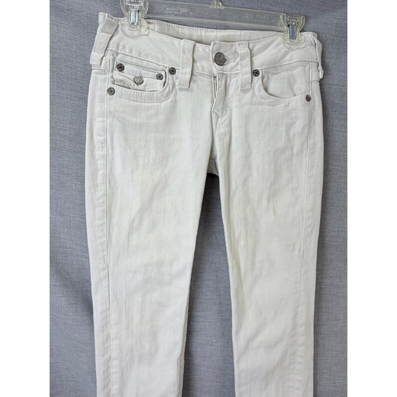 True Religion Jodie White Skinny Jeans Womens 27 Low Rise Made in USA Denim image 2