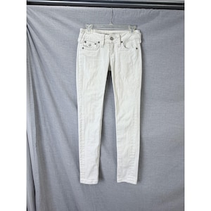 True Religion Jodie White Skinny Jeans Womens 27 Low Rise Made in USA Denim image 1