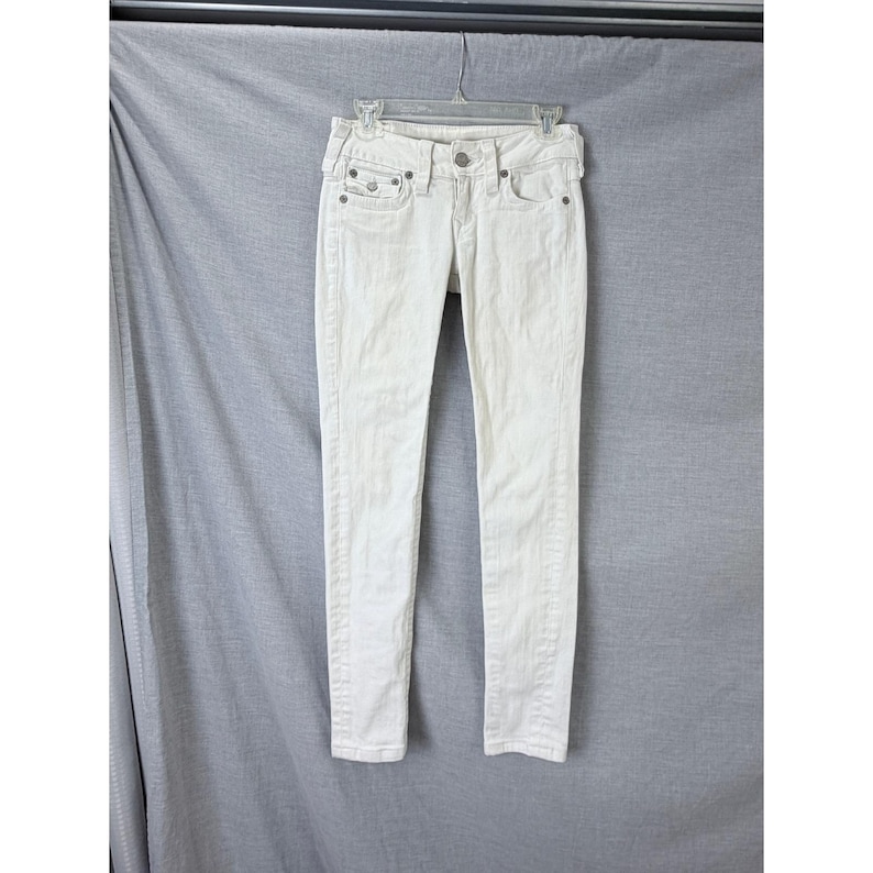 True Religion Jodie White Skinny Jeans Womens 27 Low Rise Made in USA Denim image 1