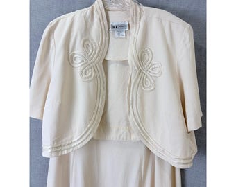 SL Fashions Ivory Soutache Bolero 2-Piece Maxi Dress Set Plus 22W