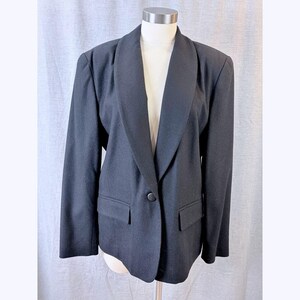 Pendleton Vintage Black Wool Blazer Single Button USA Womens 14