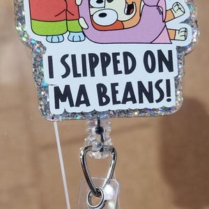 Blue dog-slipped on ma beans, ID Clip, ID Holder, Retractable Badge Reel, Nurse ID Holder, Badge Reel, Nurse Badge Reel, Sterile