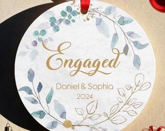 Custom 2025 Engaged Ornament | Engagement Gift | Engagement Ornament | Engagement Announcement | Wedding Gift | Christmas Engagement