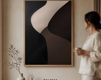 Abstract Neutral Wall Art Print | Minimalist Geometric Decor | Modern Contemporary Living Room (Digital Download) | L78D64