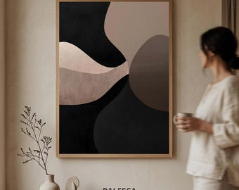 Abstract Neutral Wall Art Print | Minimalist Geometric Aesthetic Decor | Modern Living Room (Digital Download) | L76D62