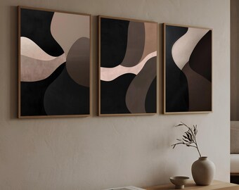 Set of 3 Abstract Wall Art | Minimal Geometric Print | Modern Living Room Decor (Digital Download) | L87AB6