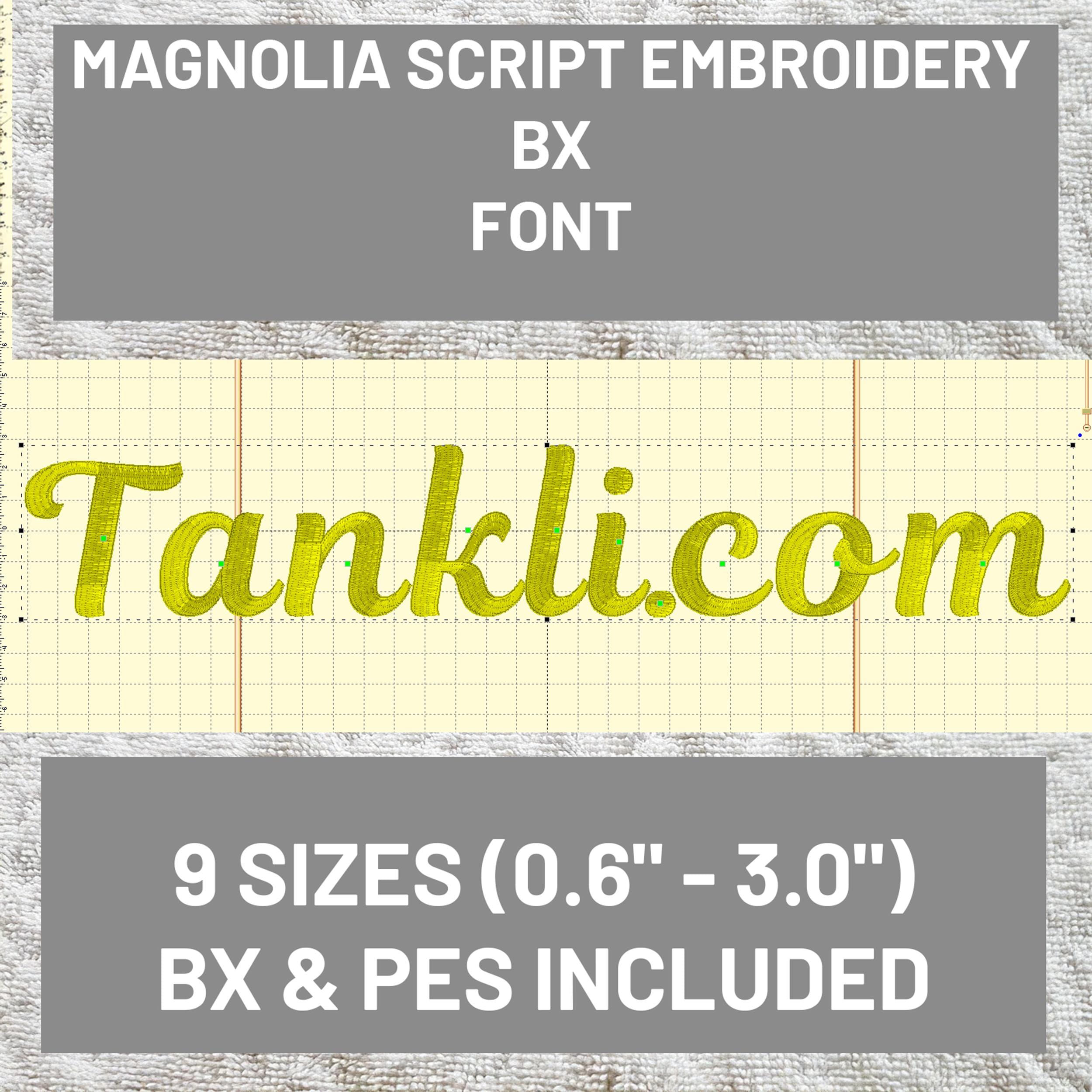 Magnolia Script Embroidery Font | BX & PES Formats (0.6" to 3.0") - Etsy