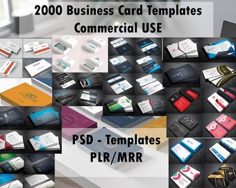 2000 Business Card Templates, PSD Editable Bundle, PLR MRR (Digital Download)