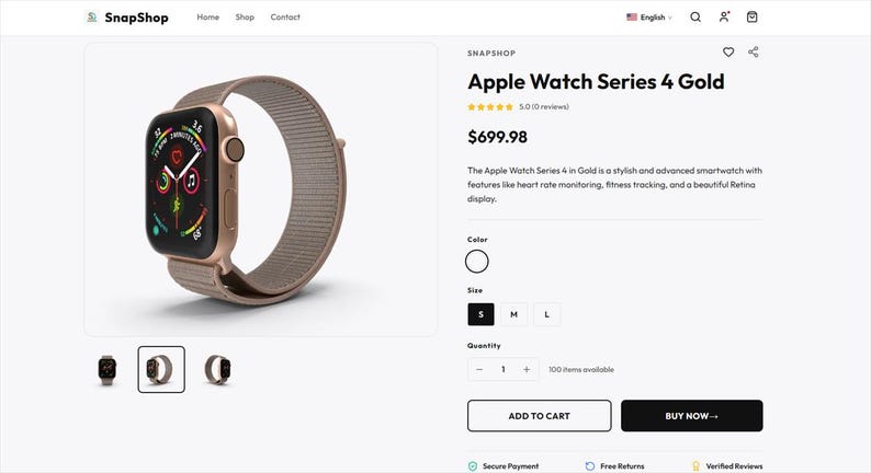May include: An Apple Watch Series 4 Gold smartwatch with a gold-toned case and a matching textured fabric band. The digital display shows a circular interface with various health metrics, including heart rate and activity data, against a black background.