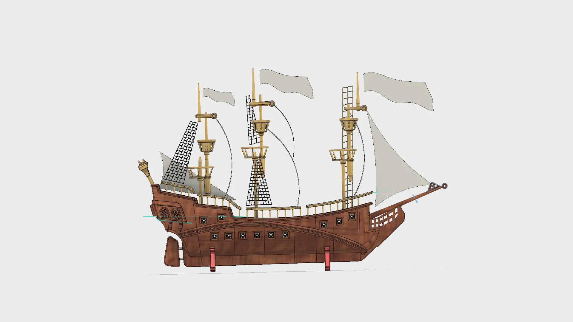 3D Printable Pirate Ship Model - Detailed Sailing Vessel STL Files (Digital Download)