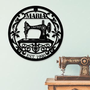 Gepersonaliseerde quiltbord voor kamerdecoratie, op maat gemaakt metalen bord naaien, cadeau voor oma, bord naaimachine, cadeau voor moeder, naambordje naaien