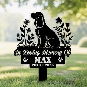 Personalized Cocker Spaniel Grave Marker, Custom Dog Memorial Stake, Cocker Spaniel Garden Sign, Dog Loss Stake, Remembrance Stake