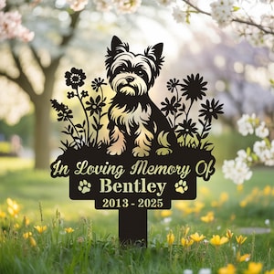 Personalized Yorkie Dog Grave Marker, Custom Dog Memorial Stake, Dog Garden Sign, Dog Loss Stake, Dog Garden Sign ,Remembrance Stake