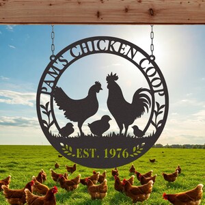 Custom Chicken Farm Metal Sign, Personalized Chicken Farm Sign, Chicken Coop Sign, Farm Coop Sign, Family Name Chicken Coop Sign Mothers Day