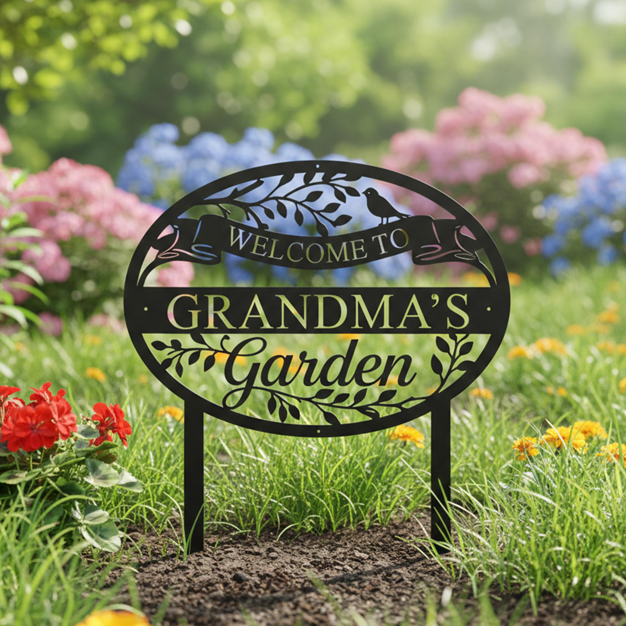 Custom Garden Sign With Name, Personalized Garden Metal Sign With Birds ...
