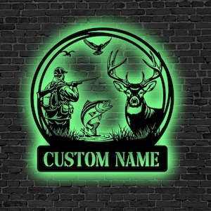 Custom Deer Hunting Sign,Personalized Deer Metal Sign,Deer Sign Outdoor Indoor,Fisherman Gifts,Man Cave Decor,Deer Hunter Gift,Cabin Decor