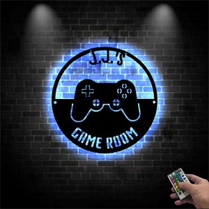 Personalized Game Controller Metal Wall Art, Gamer Name Sign, Metal Gaming Sign with Led Light, Game Room Decor, Gaming Gift, Video Game Art